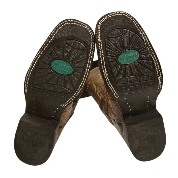 Langstons Cowboy Boots Mens 9 D Two Tone Brown Leather Country Western Wear VTG - Picture 9 of 16